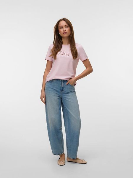 Vero Moda Koszulka w kolorze jasnoróżowym rozmiar: L. Różowe bluzki Vero Moda, l, bez wzorów, z bawełny, bez kołnierzyka, bez ramiączek. Za 46.95 zł.