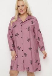 Ciemnoróżowa Koszulowa Sukienka z Guzikami i Regulowanymi Rękawami Xatella. Czerwone sukienki Born2be, plus size, bez wzorów, bez kołnierzyka, plus size, bez ramiączek, midi, dopasowane. Za 59.99 zł.