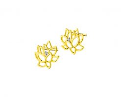 Kolczyki z żółtego złota z diamentami - kwiaty lotosu - 0,008 ct - próba 375. Żółte kolczyki Apart, z diamentem, złote. Za 899.00 zł.