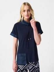 Joseph Ribkoff Bluzka 241078 Granatowy Regular Fit. Niebieskie bluzki Joseph Ribkoff, bez wzorów, z syntetyku, bez kołnierzyka, bez ramiączek. Za 409.99 zł.