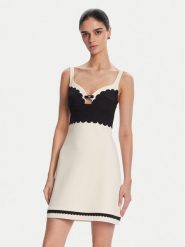 Elisabetta Franchi Sukienka koktajlowa AB70352E2 Beżowy Regular Fit. Brązowe sukienki Elisabetta Franchi, bez wzorów, z syntetyku, wizytowe, bez kołnierzyka, bez ramiączek. Za 1,579.00 zł.