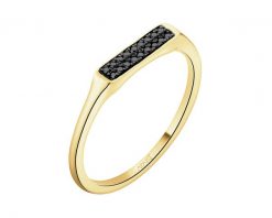Pierścionek z żółtego złota z czarnymi diamentami - 0,06 ct - próba 585. Czarne pierścionki Apart, z diamentem, złote. Za 2,090.00 zł.
