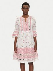 Iconique Sukienka letnia IC25-037 Biały Relaxed Fit. Białe sukienki Iconique, na lato, m, bez wzorów, z bawełny, bez kołnierzyka, bez ramiączek. Za 339.99 zł.