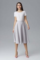 Szara Rozkloszowana Spódnica Midi na Pasku. Szare spódnice Figl, s, bez wzorów, z materiału, midi, rozkloszowane. Za 199.00 zł.
