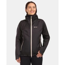 Damska kurtka typu hardshell Kilpi HURRICANE-W. Czarne kurtki sportowe Kilpi, bez wzorów, z hardshellu, bez kaptura, do biegania. Za 731.89 zł.