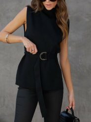 Milan Kiss Bluzka w kolorze czarnym rozmiar: L. Czarne bluzki Milan Kiss, l, bez wzorów, bez kołnierzyka, bez ramiączek. Za 88.23 zł.