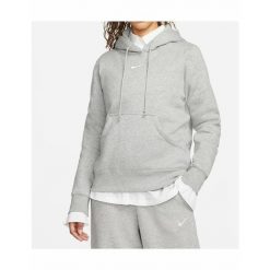 Bluza z kapturem damska Nike Phoenix Fleece szara. Szare bluzy Nike, bez wzorów, z bawełny, z kapturem. W wyprzedaży za 231.10 zł.