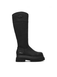 REPLAY Kozaki GWL72.000.C0025S Czarny. Czarne kozaki Replay, ze skóry, bez obcasa, na płaskiej podeszwie, bez zapięcia. Za 709.99 zł.