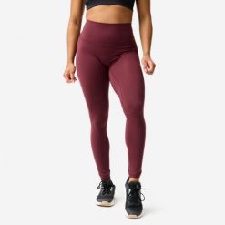Legginsy fitness damskie Domyos. Fioletowe legginsy DOMYOS, l, bez wzorów, z elastanu. Za 129.99 zł.
