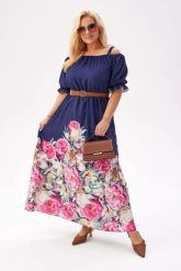 Granatowa sukienka hiszpanka MAXI z kwiatowym printem PLUS SIZE XXL OVERSIZE. Czerwone sukienki Moda Size Plus Iwanek, na co dzień, na lato, l, z aplikacjami, z elastanu, eleganckie, bez kołnierzyka, plus size, bez ramiączek, maxi, dopasowane. W wyprzedaży za 169.90 zł.