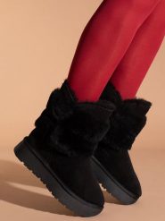 Gooce Skórzane botki zimowe "Bella" w kolorze czarnym rozmiar: 36. Czarne botki Gooce, na zimę, bez wzorów, ze skóry, bez obcasa, na platformie, bez zapięcia. Za 260.99 zł.