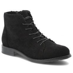 Czarne Botki S.Barski Modne Obuwie Damskie. Czarne botki S.BARSKI, z aplikacjami, bez obcasa, bez zapięcia. Za 161.99 zł.