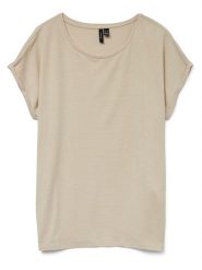 Vero Moda Bluzka w kolorze beżowym rozmiar: XS. Brązowe bluzki Vero Moda, s, bez wzorów, z wiskozy, klasyczne, bez kołnierzyka, bez ramiączek. Za 48.16 zł.
