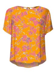 Vero Moda Koszulka "Menny" w kolorze pomarańczowym rozmiar: XS. Pomarańczowe bluzki Vero Moda, s, bez wzorów, z wiskozy, klasyczne, bez kołnierzyka, bez ramiączek. Za 30.92 zł.
