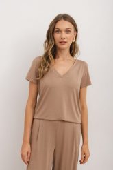 T-SHIRT KLARA MODAL KAKAO M - Flawless. T-shirty Flawless, m, bez wzorów, z elastanu, bez kołnierzyka, bez ramiączek. Za 190.00 zł.