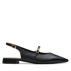 Baleriny Clarks. Czarne baleriny Clarks, bez wzorów, bez obcasa. Za 299.99 zł.