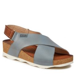 Sandały Pikolinos. Niebieskie sandały Pikolinos, bez wzorów, bez obcasa, na płaskiej podeszwie, bez zapięcia. Za 329.99 zł.
