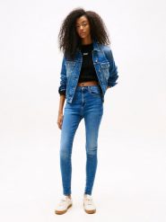 TOMMY JEANS Dżinsy "Sylvia" - Skinny fit - w kolorze niebieskim rozmiar: W31/L30. Niebieskie jeansy Tommy Jeans, l, z aplikacjami, z podwyższonym stanem. Za 271.03 zł.