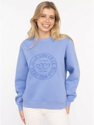 Zwillingsherz Bluza "Happy Vibes" w kolorze błękitnym rozmiar: S/M. Niebieskie bluzy Zwillingsherz, m, bez wzorów, bez kaptura. Za 211.31 zł.