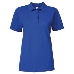 Dwukolorowa Koszulka Polo Z Krótkim Rękawem Softstyle Damska Z Krótkim Rękawem. Niebieskie koszulki polo GILDAN, m, bez wzorów, bez kołnierzyka, bez ramiączek. Za 59.99 zł.