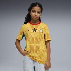 Młodzieżowa koszulka wyjazdowa Ghana 2026 PUMA. Żółta bluzki Puma, l, bez wzorów, młodzieżowe, bez kołnierzyka, bez ramiączek. Za 339.00 zł.