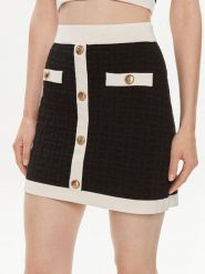 Elisabetta Franchi Spódnica mini GK-98B-42E2-004477 Czarny Slim Fit. Czarne spódnice Elisabetta Franchi, bez wzorów, z syntetyku, mini. Za 649.99 zł.