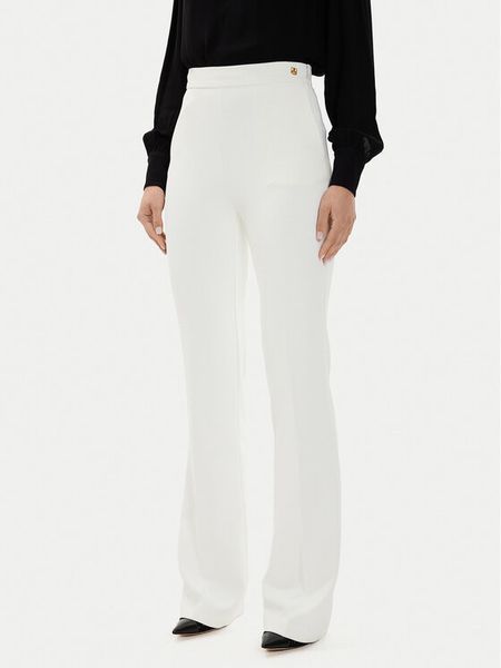 Elisabetta Franchi Spodnie materiałowe PA-030-46E2-V250 Biały Regular Fit. Białe spodnie materiałowe Elisabetta Franchi, bez wzorów, z materiału. Za 829.99 zł.