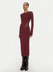Patrizia Pepe Sukienka dzianinowa 8A1348 K195 M511 Bordowy Slim Fit. Czerwone sukienki Patrizia Pepe, m, bez wzorów, z dzianiny, bez kołnierzyka, bez ramiączek. Za 1,399.00 zł.
