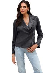 Heine Kurtka w kolorze czarnym ze skóry syntetycznej rozmiar: 50. Czarne kurtki Heine, bez wzorów, ze skóry, bez kaptura. Za 165.99 zł.