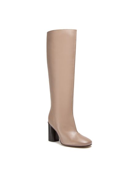 Gino Rossi Kozaki 106267 Beżowy. Brązowe kozaki Gino Rossi, ze skóry, bez obcasa, na słupku, bez zapięcia. Za 579.99 zł.