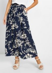 Spódnica maxi z wiskozy z wygodnym ściągaczem w talii z wiązanym paskiem. Niebieskie spódnice bonprix, bez wzorów, z wiskozy, maxi. Za 94.99 zł.