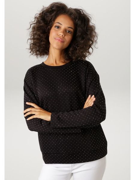 Aniston Bluza w kolorze czarnym rozmiar: 48. Czarne bluzy Aniston, bez wzorów, bez kaptura. Za 72.95 zł.
