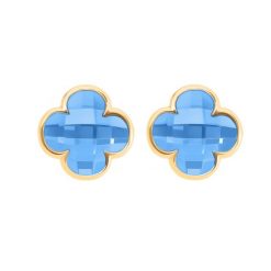 Kolczyki Mini Icons koniczyny z niebieskim kryształem, pozłacane. Niebieskie kolczyki Lilou, pozłacane. Za 189.00 zł.