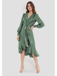 SWING Sukienka w kolorze miętowym rozmiar: 36. Zielone sukienki Swing, bez wzorów, z tkaniny, bez kołnierzyka, bez ramiączek, midi. Za 304.99 zł.