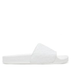 Klapki Karl Kani. Białe klapki Karl Kani, bez wzorów, bez obcasa. Za 129.99 zł.