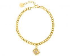 Bransoletka z mosiądzu pozłacana z cyrkoniami - słońce. Bransoletki Elixa, z cyrkonią, pozłacane. Za 159.00 zł.