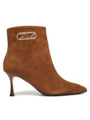 KARL LAGERFELD Botki Sienna KL32747 Brązowy. Brązowe botki KARL LAGERFELD, bez wzorów, ze skóry, bez obcasa, na szpilce, bez zapięcia. Za 964.99 zł.