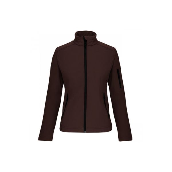 Kurtka damska Kariban Softshell. Brązowe kurtki sportowe KARIBAN, bez wzorów, z softshellu, bez kaptura. Za 202.50 zł.