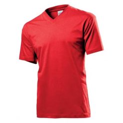 Koszulka Unisex Dla Dorosłych Z Klasycznym Dekoltem W Szpic. Czerwone bluzki STEDMAN, bez wzorów, klasyczne, bez kołnierzyka, bez ramiączek. Za 50.99 zł.