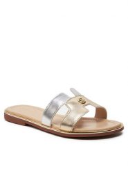 Liu Jo Klapki Sally 716 4A4711 EX013 Złoty. Żółte klapki Liu Jo, bez wzorów, ze skóry, bez obcasa. Za 289.99 zł.