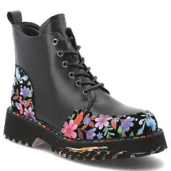 Czarne Botki Artiker Skórzane Buty Damskie. Czarne botki Artiker, na jesień, z aplikacjami, ze skóry, bez obcasa, bez zapięcia. Za 305.99 zł.