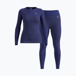 Komplet bielizny termoaktywnej damskiej ODLO Fundamentals Performance Warm. Niebieskie bielizna sportowa Odlo, bez wzorów. Za 329.99 zł.