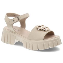 Beżowe Sandały Vinceza Modne Obuwie Damskie. Brązowe sandały VINCEZA, z aplikacjami, z jeansu, eleganckie, bez obcasa, na obcasie, bez zapięcia. Za 149.00 zł.