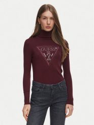 Guess Golf W6BR54 Z1455 Bordowy Regular Fit. Czerwone golfy Guess, l, z aplikacjami, z wiskozy, bez ramiączek. Za 344.99 zł.