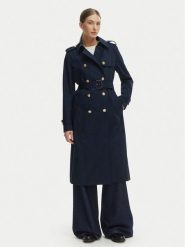 Tommy Hilfiger Trencz WW0WW48873 Granatowy Slim Fit. Niebieskie płaszcze TOMMY HILFIGER, m, bez wzorów, z bawełny, bez kaptura. Za 1,499.00 zł.