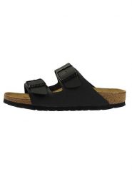 Birkenstock Klapki "Arizona" w kolorze czarnym rozmiar: 49. Czarne klapki Birkenstock, bez wzorów, z otwartym noskiem, bez obcasa. Za 205.45 zł.