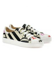 Goby Skórzane sneakersy w kolorze kremowo-czarno-białym rozmiar: 42. Białe trampki Goby, bez wzorów, bez zapięcia. Za 198.10 zł.
