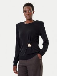 Simona Corsellini Sweter A25CPMGE0301 Czarny Regular Fit. Czarne swetry SIMONA CORSELLINI, s, bez wzorów, z wełny, bez ramiączek. Za 799.99 zł.