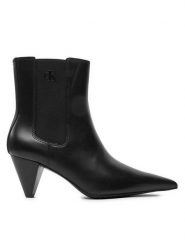 Calvin Klein Botki YW0YW01676 Czarny. Czarne botki Calvin Klein, bez wzorów, ze skóry, bez obcasa, na słupku, bez zapięcia. Za 749.99 zł.