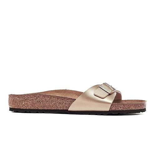 Klapki damskie Birkenstock Madrid BF. Żółte klapki Birkenstock, bez wzorów, z materiału, bez obcasa. Za 279.00 zł.